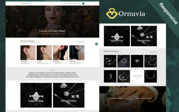 Ornuvia – Luxury Jewelry Store Multipage HTML Website Template