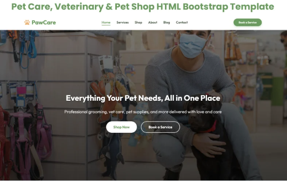 Pet Care, Veterinary & Pet Shop HTML Bootstrap Template — Template by Templatemonster