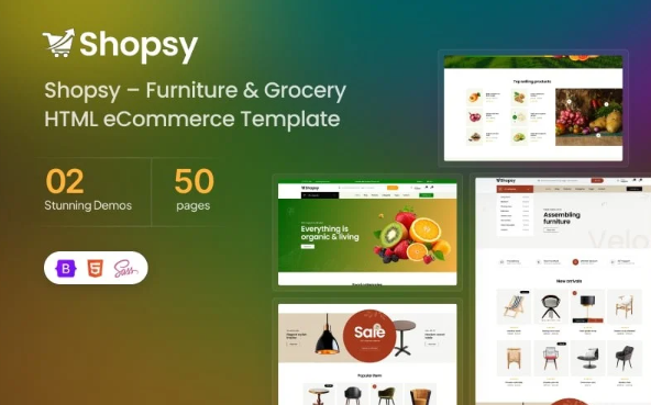 Shopsy – Furniture & Grocery HTML eCommerce Template — Template by Templatemonster