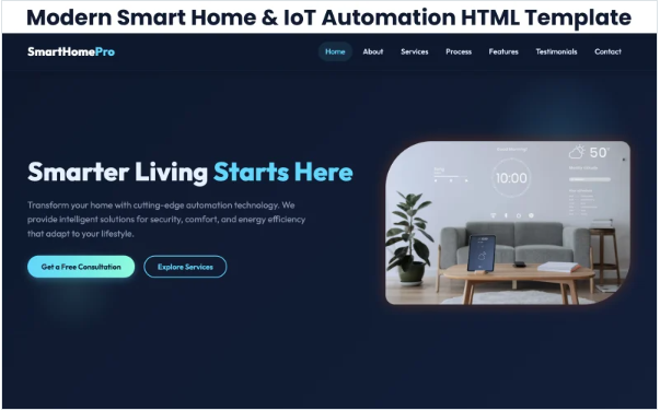 SmartHome Pro – IoT, Smart Security & Home Automation Website Template