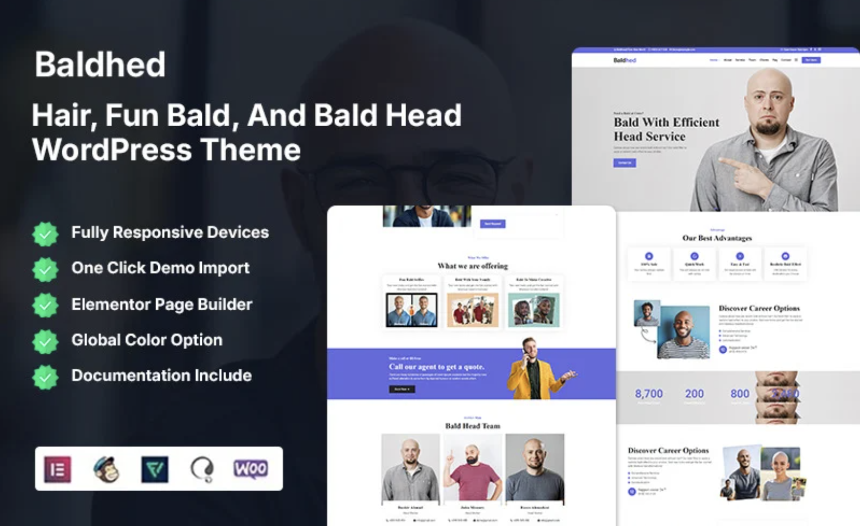 Baldhed - Hair, Fun Bald, And Bald Head WordPress Theme