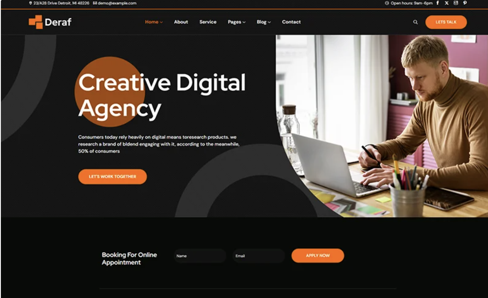 Deraf - Corporate Responsive Elementor WordPress Theme