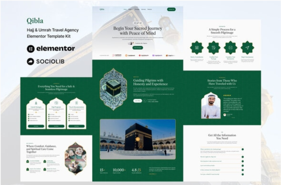 Qibla - Hajj & Umrah Travel Agency Elementor Template Kit