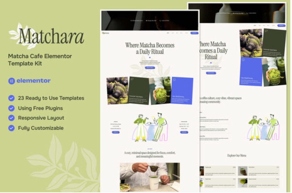Matchara - Matcha Cafe Elementor Template Kit