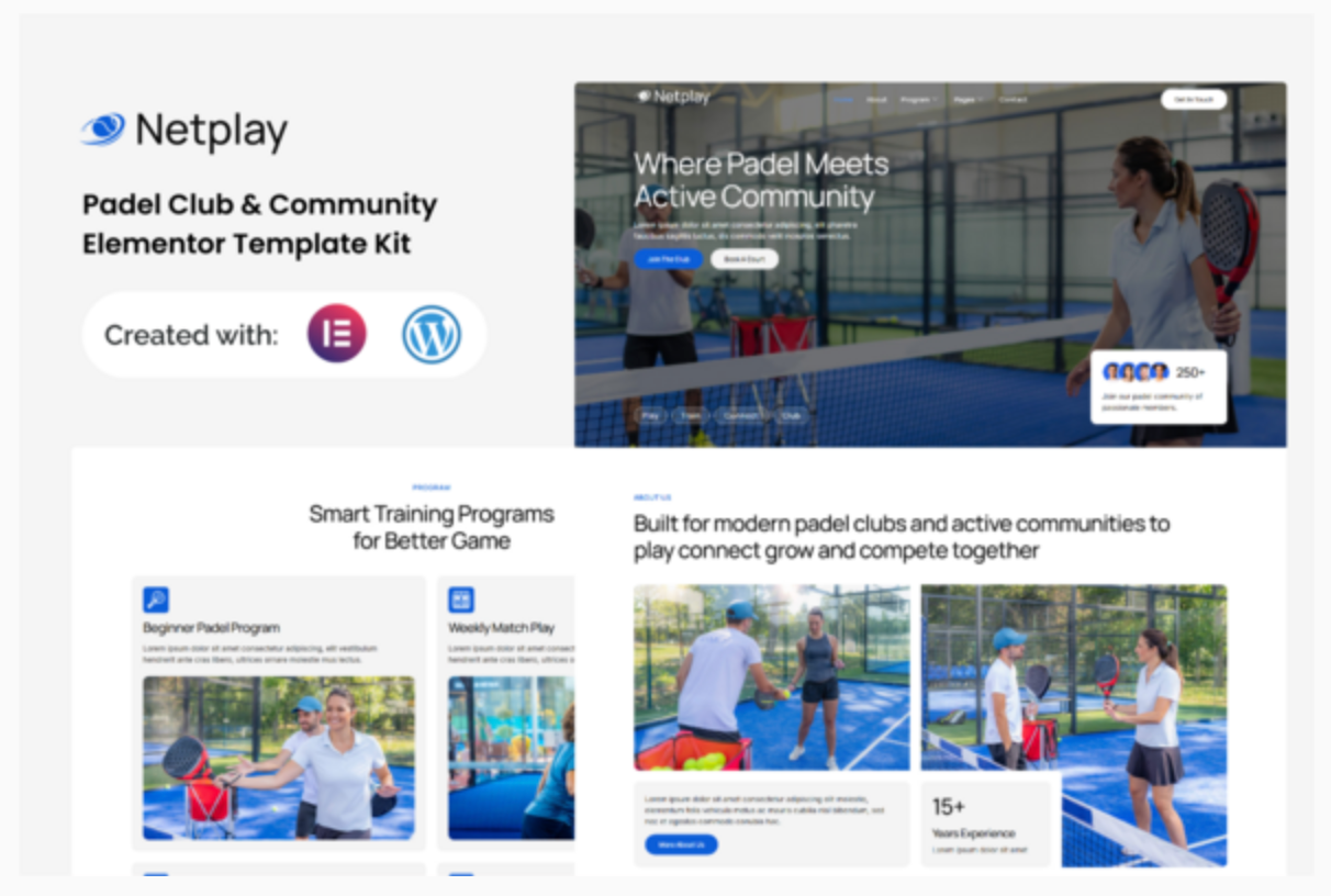 Netplay - Padel Club & Community Elementor Template Kit