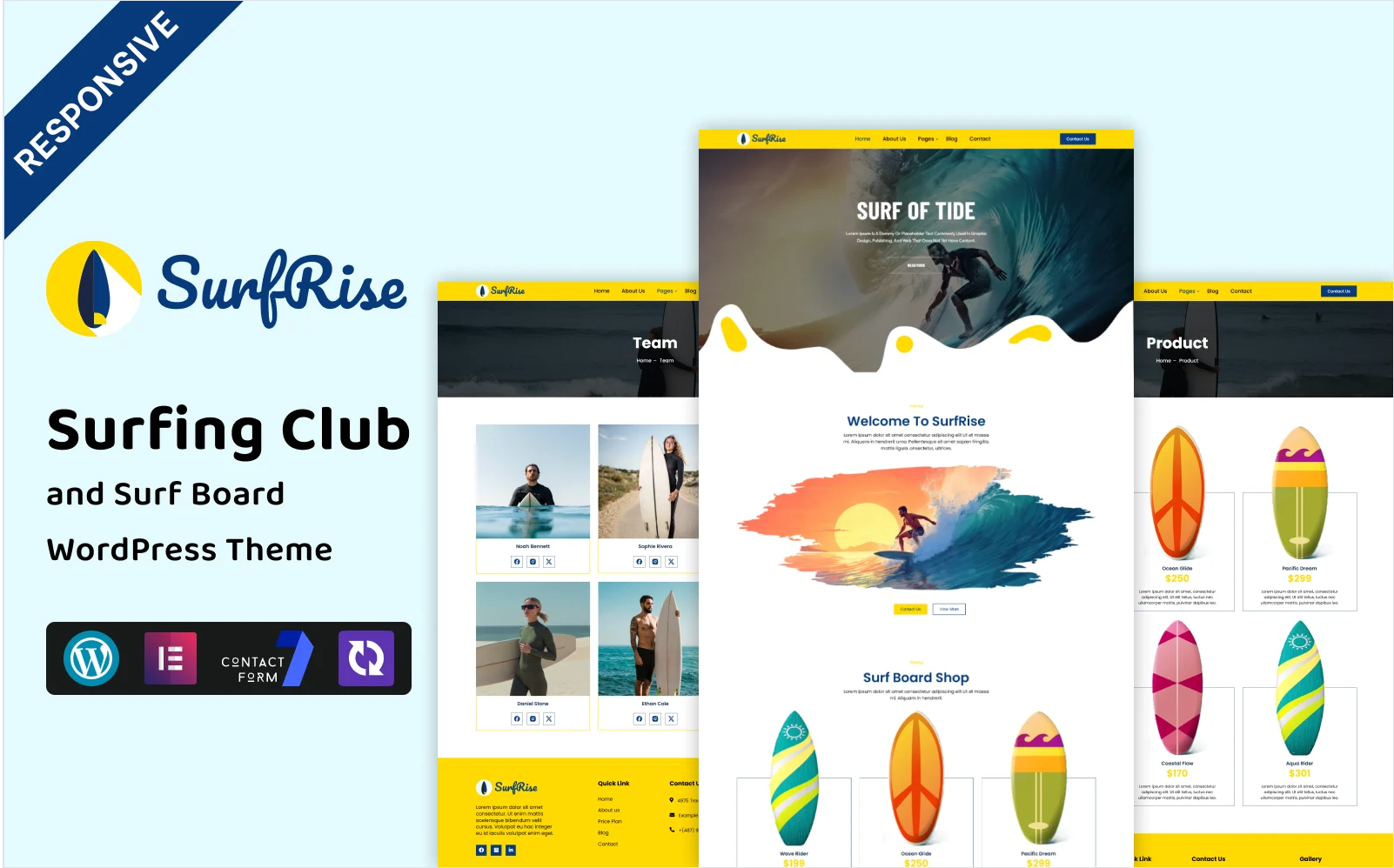 SurfRise - Surfing Club and Surf Board WordPress Elementor Theme