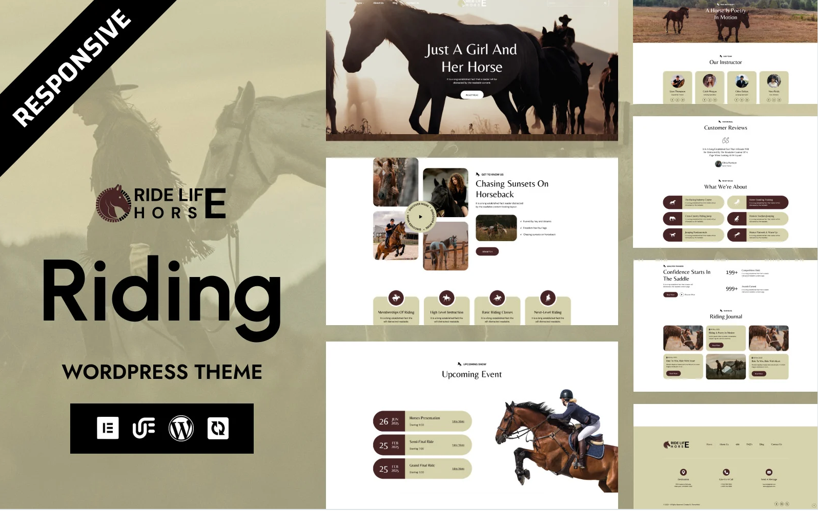 Ride-Life - Horse Riding School, Horse Racing & Equestrian Center WordPress Elementor Theme