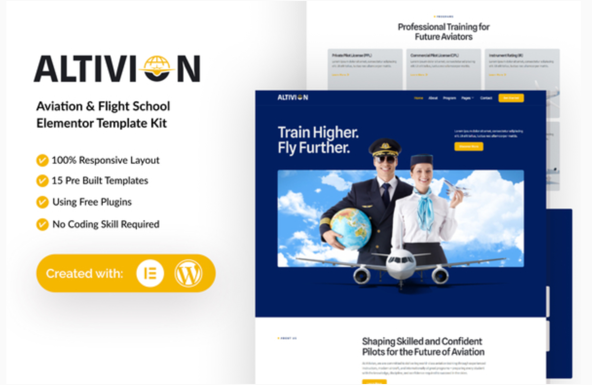 Altivion - Aviation & Flight School Elementor Template Kit