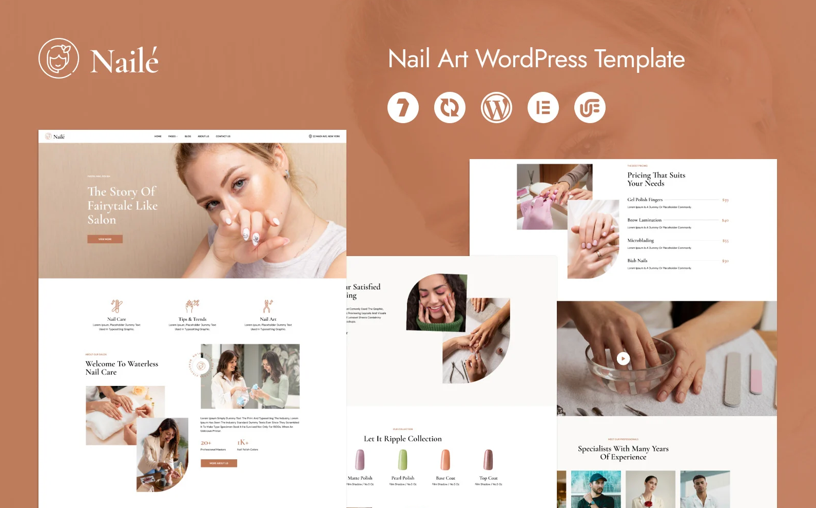 Nailé - Nail Art And Beauty Minimal WordPress Elementor Template