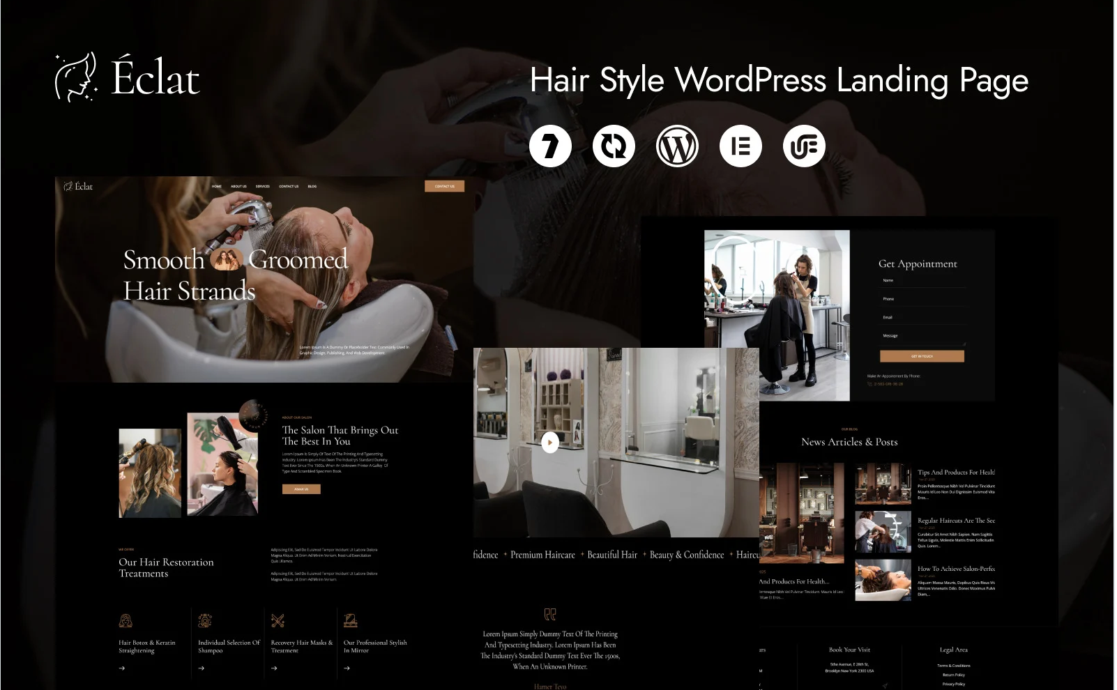 EclatÍ - Hair Salon WordPress Elementor Template