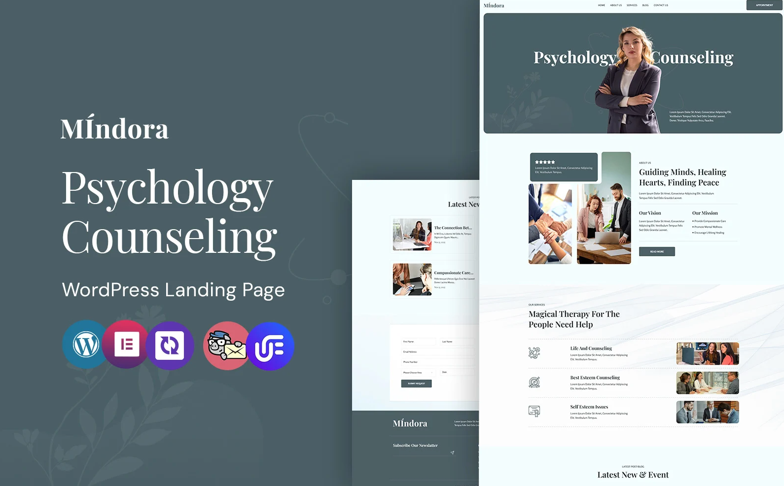 Mindora - Life Coach WordPress CMS Landing Page