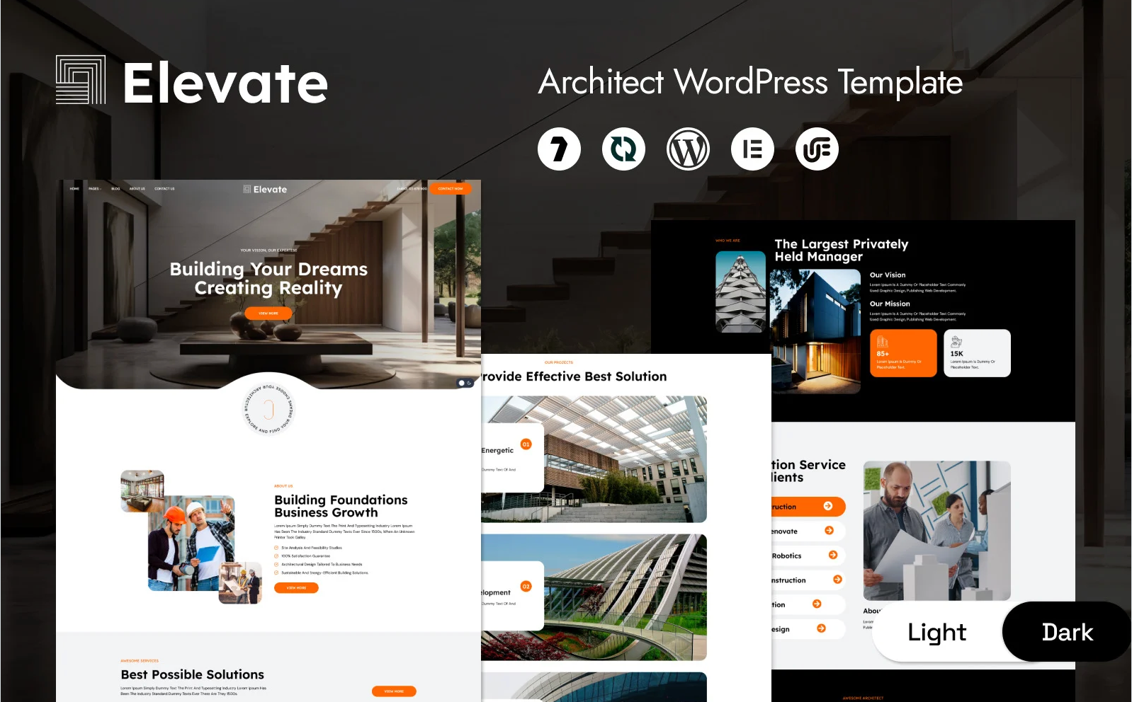 Elevate - Architecture and Construction Minimal WordPress Elementor Template