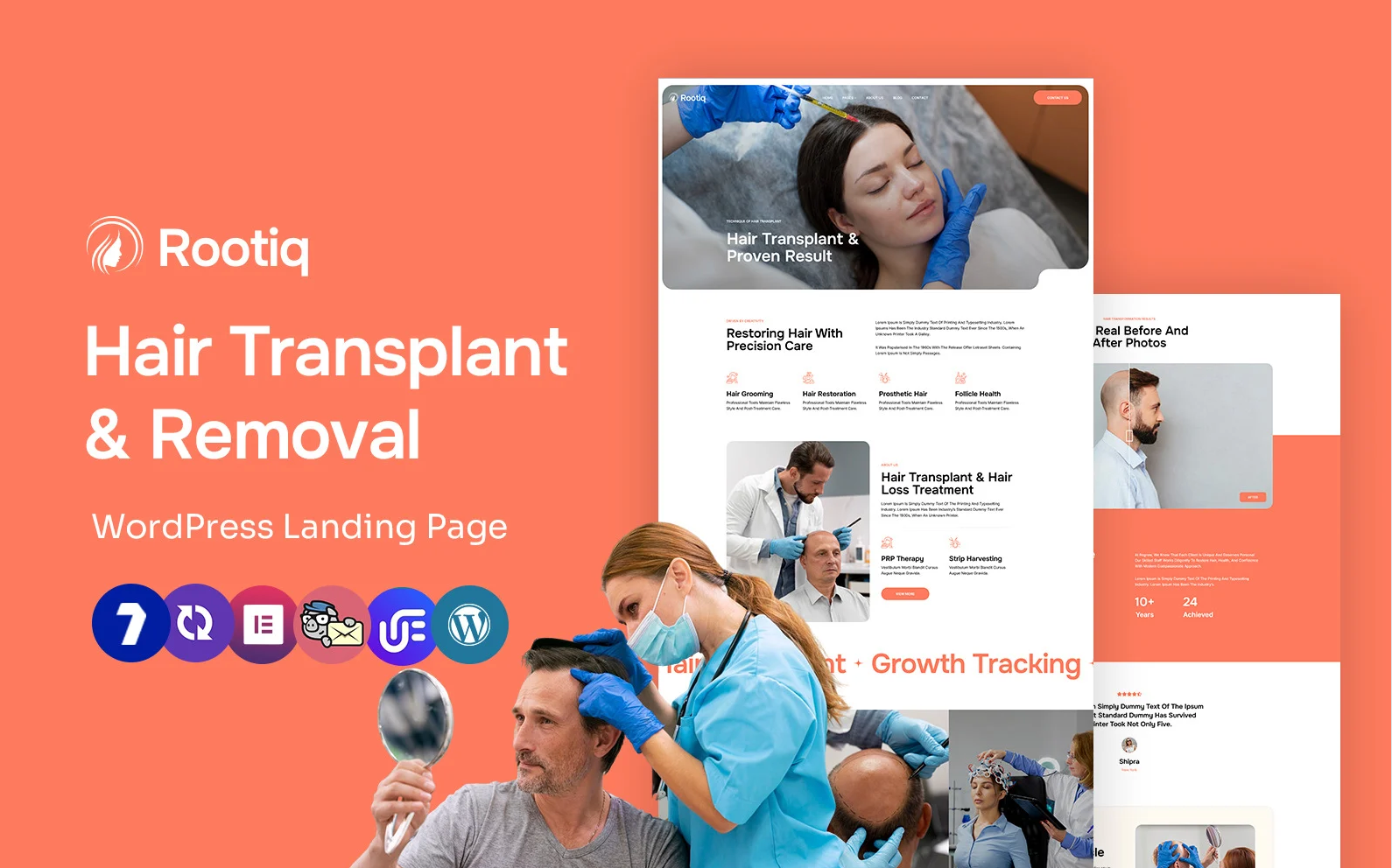 Rootiq - Hair Transplantation & Removal Multipurpose WordPress Elementor Theme