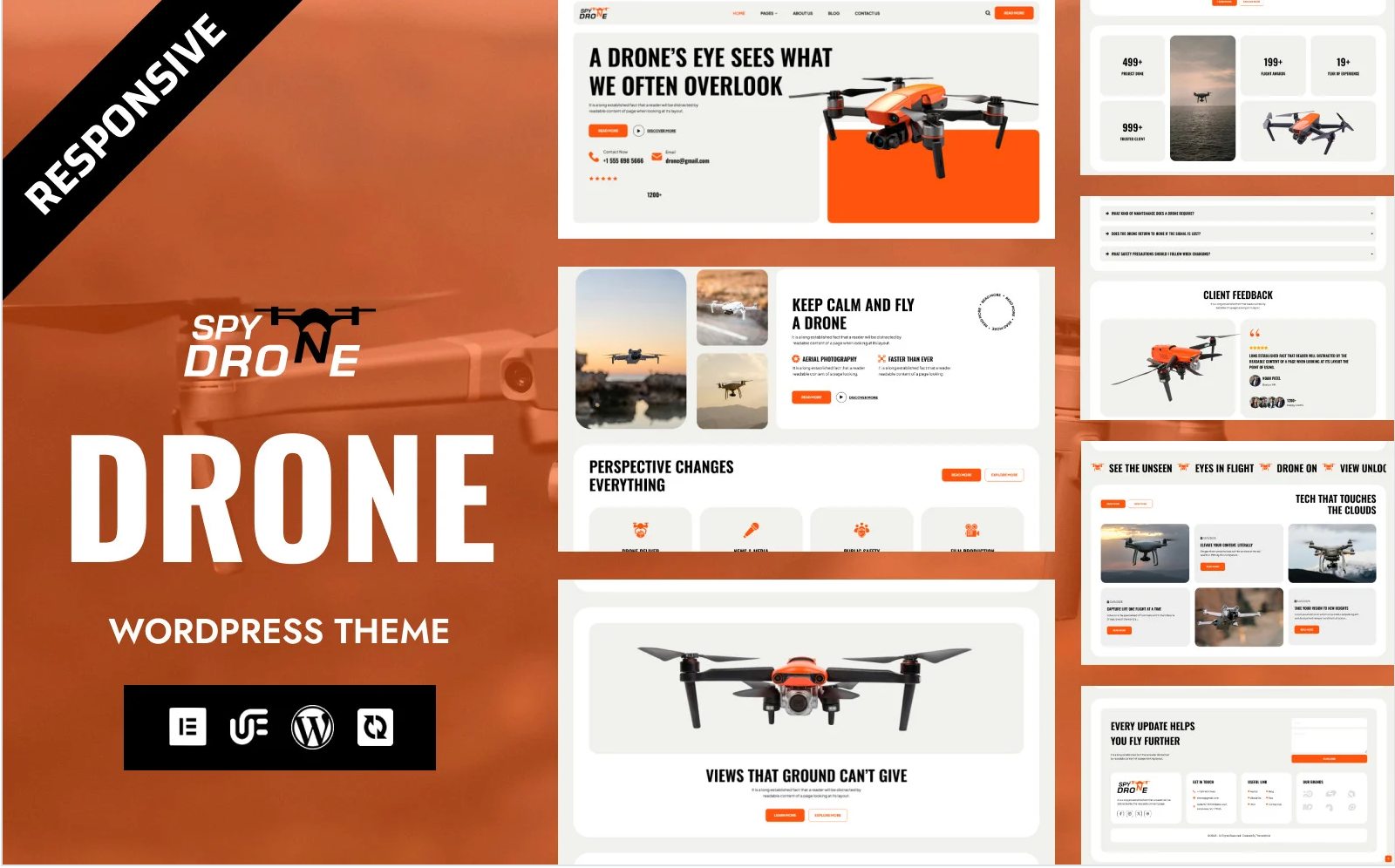 Spy-Drone - Drone Aerial Video & Photography Elementor WordPress Theme