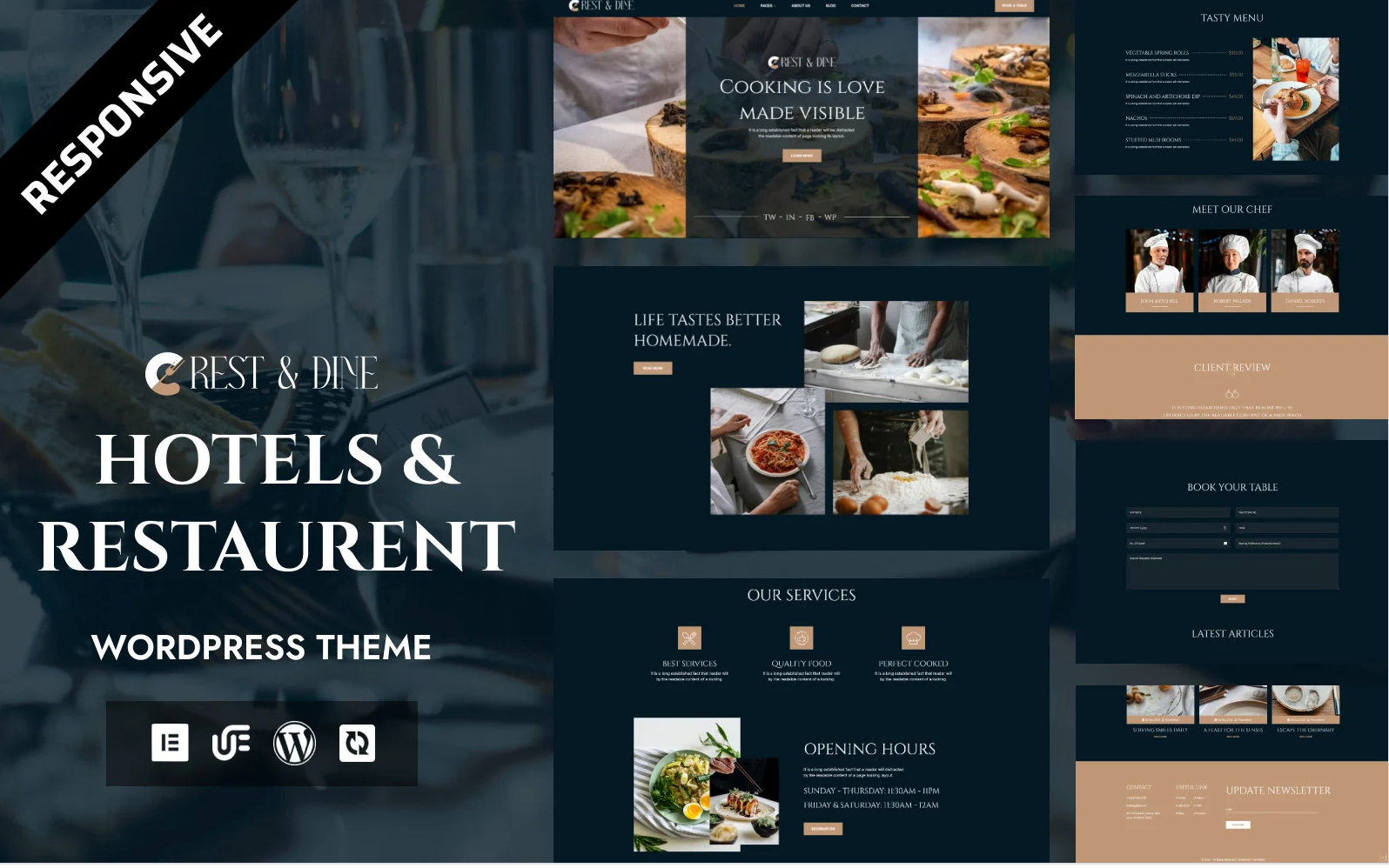 Rest & Dine - RoyalStay Premium Hotel & FoodBloom Gourmet Restaurant WordPress Theme