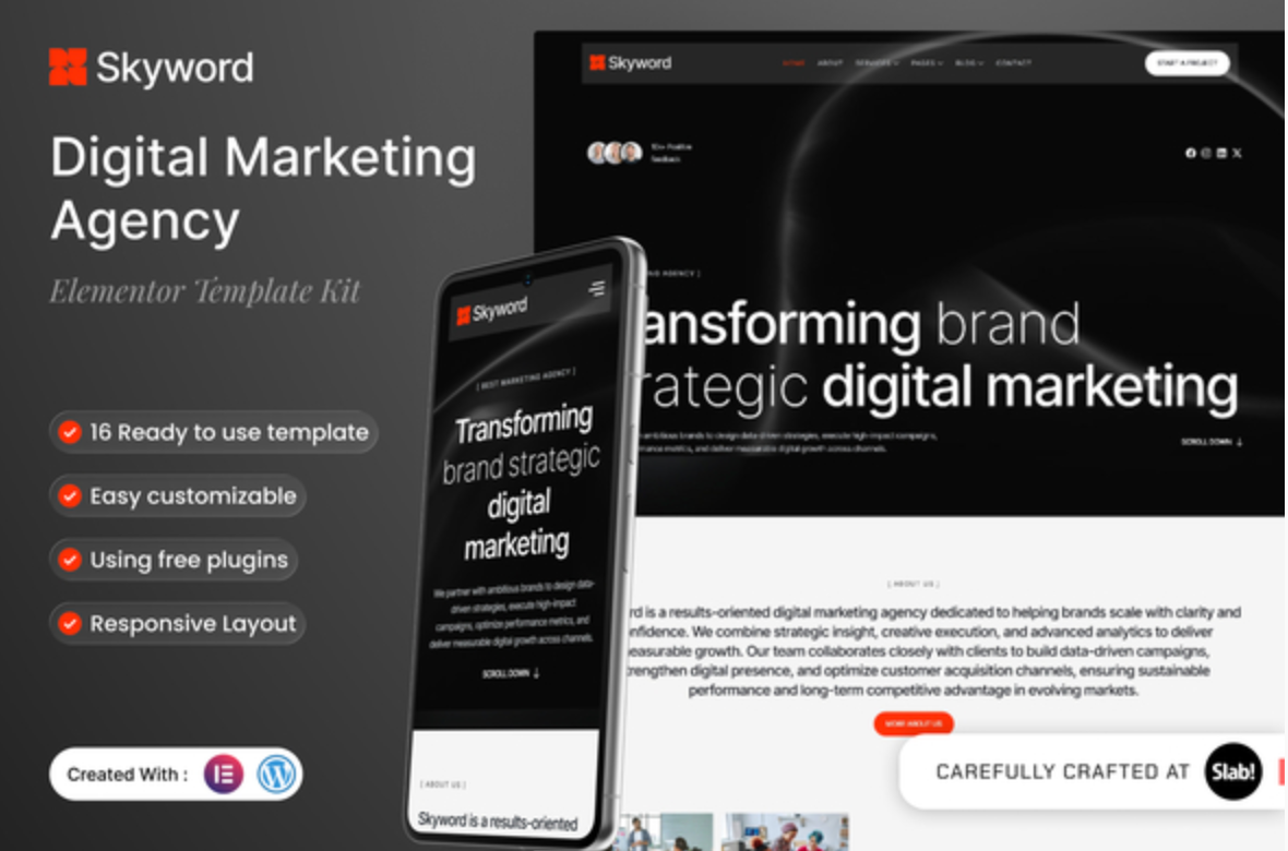Skyword - Digital Marketing Agency Elementor Template Kit