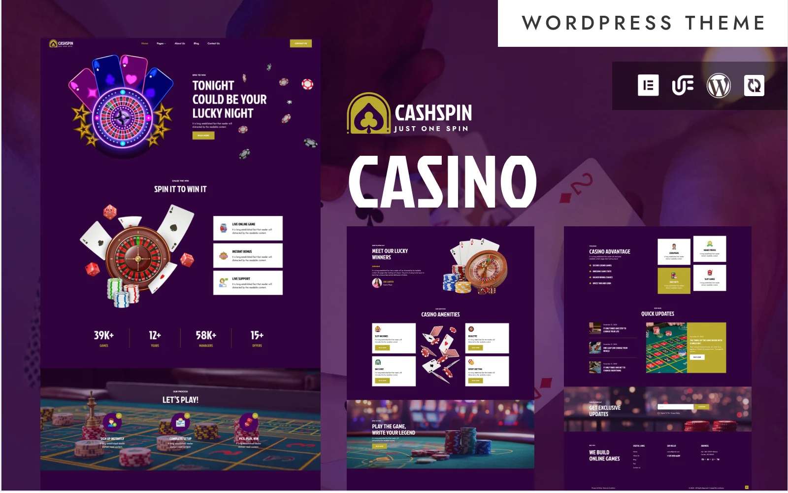 CashSpin - Casino, Gambling & Poker WordPress Elementor Theme