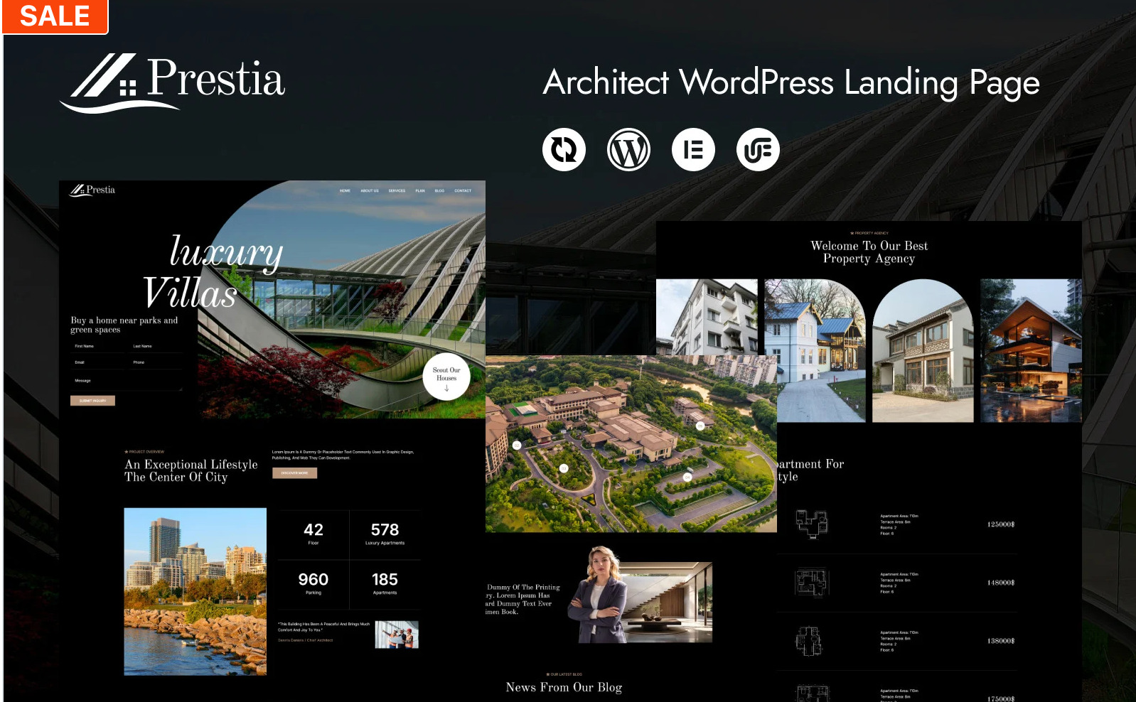 Prestia - Architecture WordPress Elementor Landing Page Template