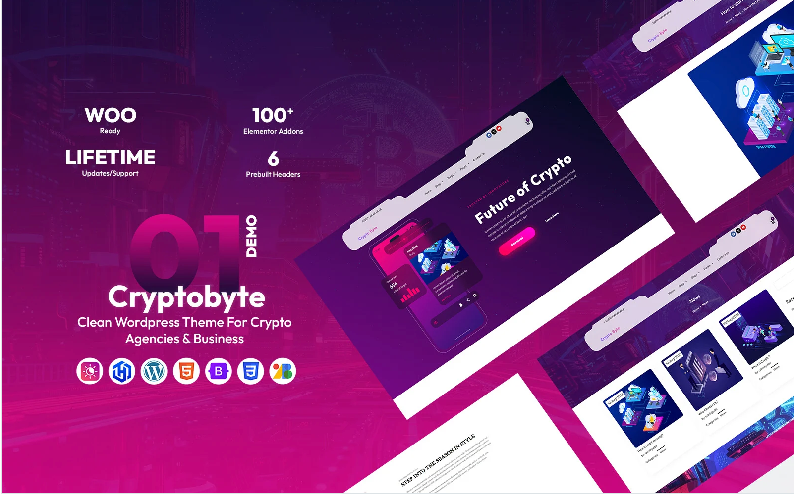 Cryptobyte – Clean Wordpress Theme For Crypto Agencies & Business