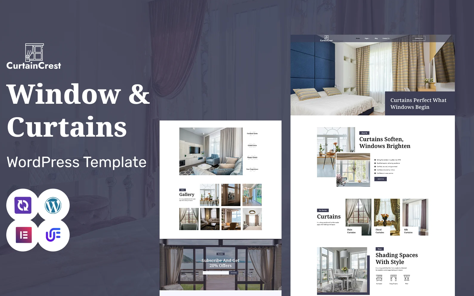 Curtain Crest - Windows, Curtains, Textile & Interior Design WordPress Elementor Theme