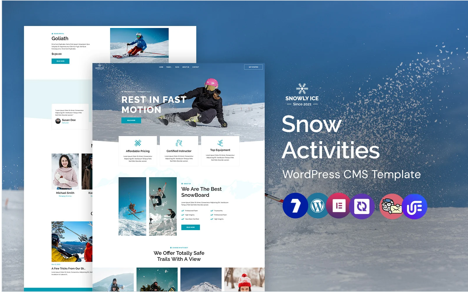 Snowly Ice - Ski Resort and Snowboard WordPress Elementor Theme