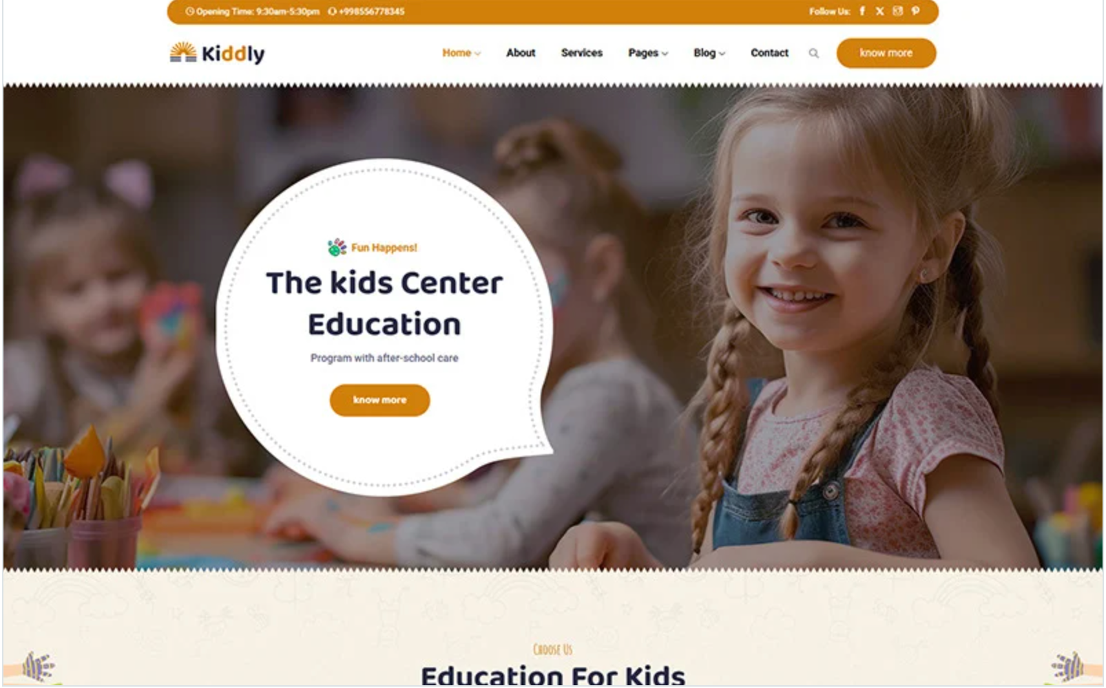 Kiddly - Kids Learning Responsive Elementor WordPress Theme