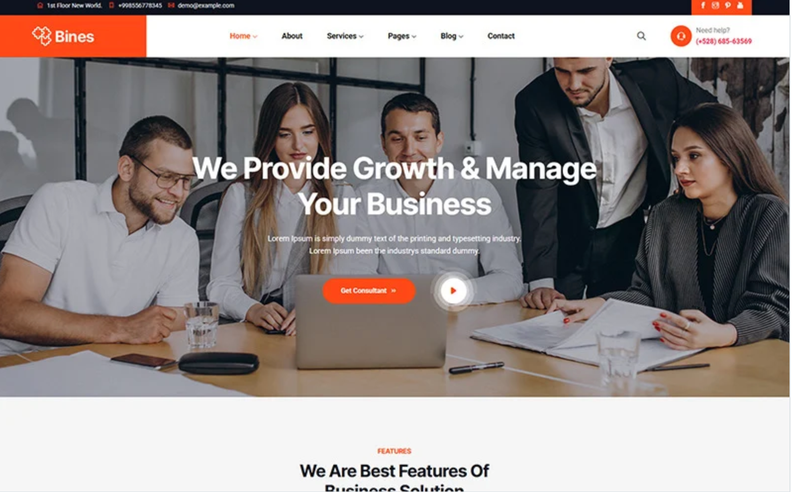 Bines - Business Consulting WordPress Elementor Theme