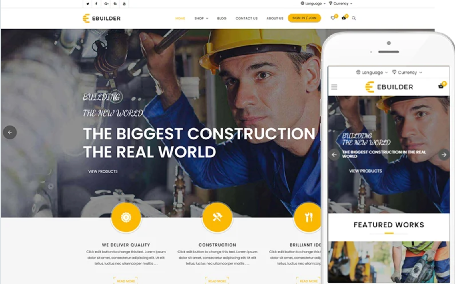 eBuilder - Construction and Builder WooCommerce Theme