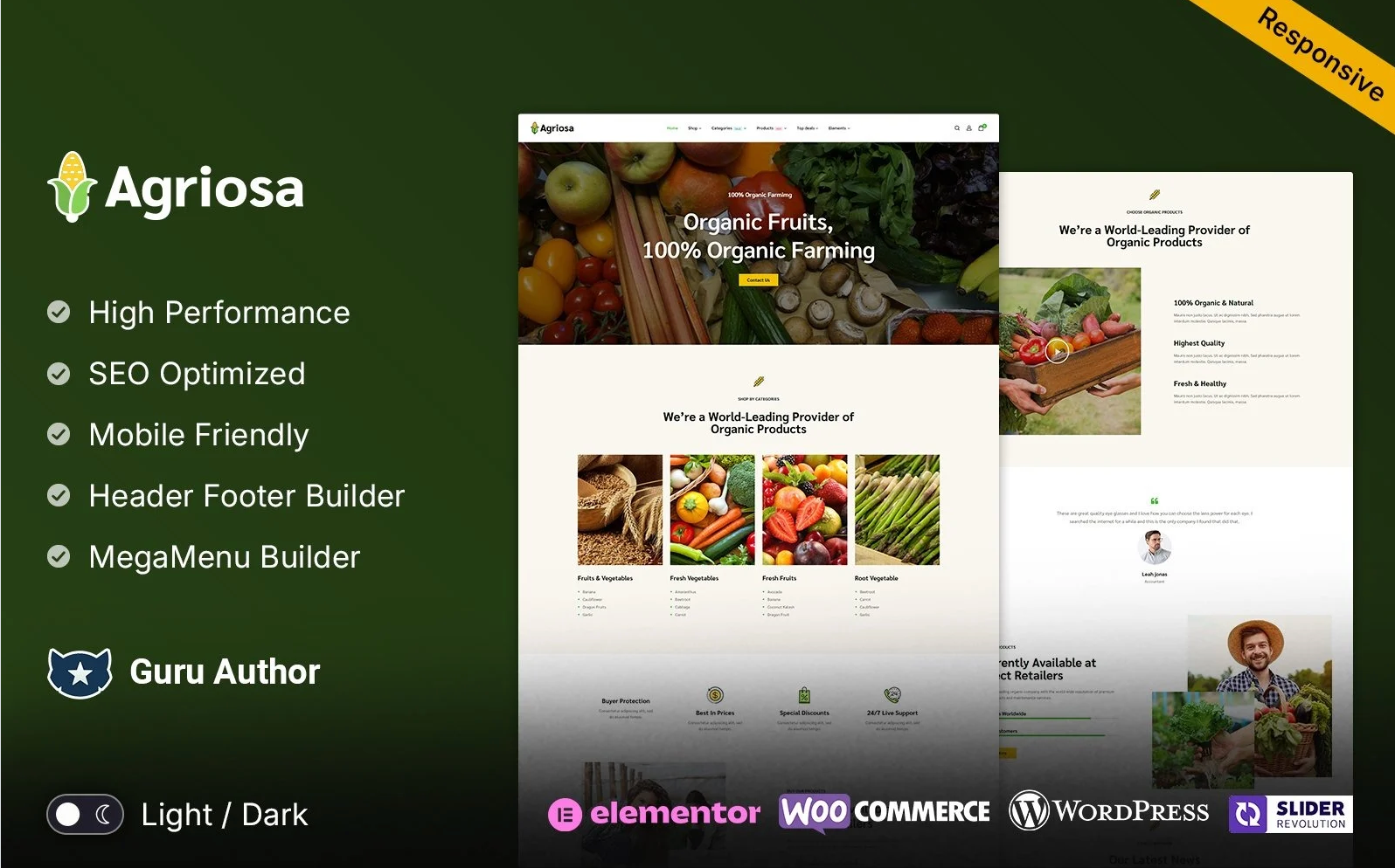 Agriosa - Vegetables, Fruits, and Grocery WooCommerce Elementor Theme