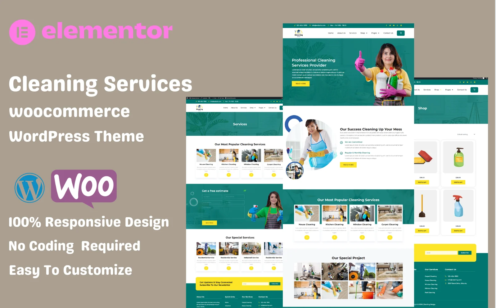 Cleaning Services WooCommerce Elementor WordPress Theme