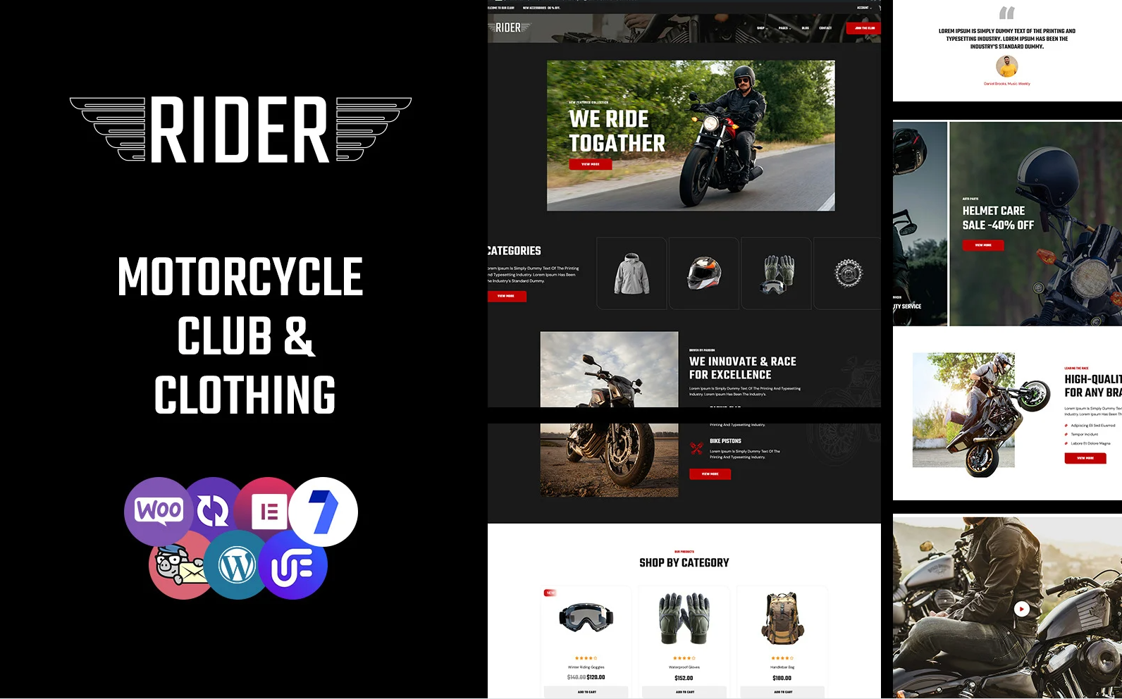 Rider - Motorcycle Club And Clothing Multipurpose WooCommerce Theme
