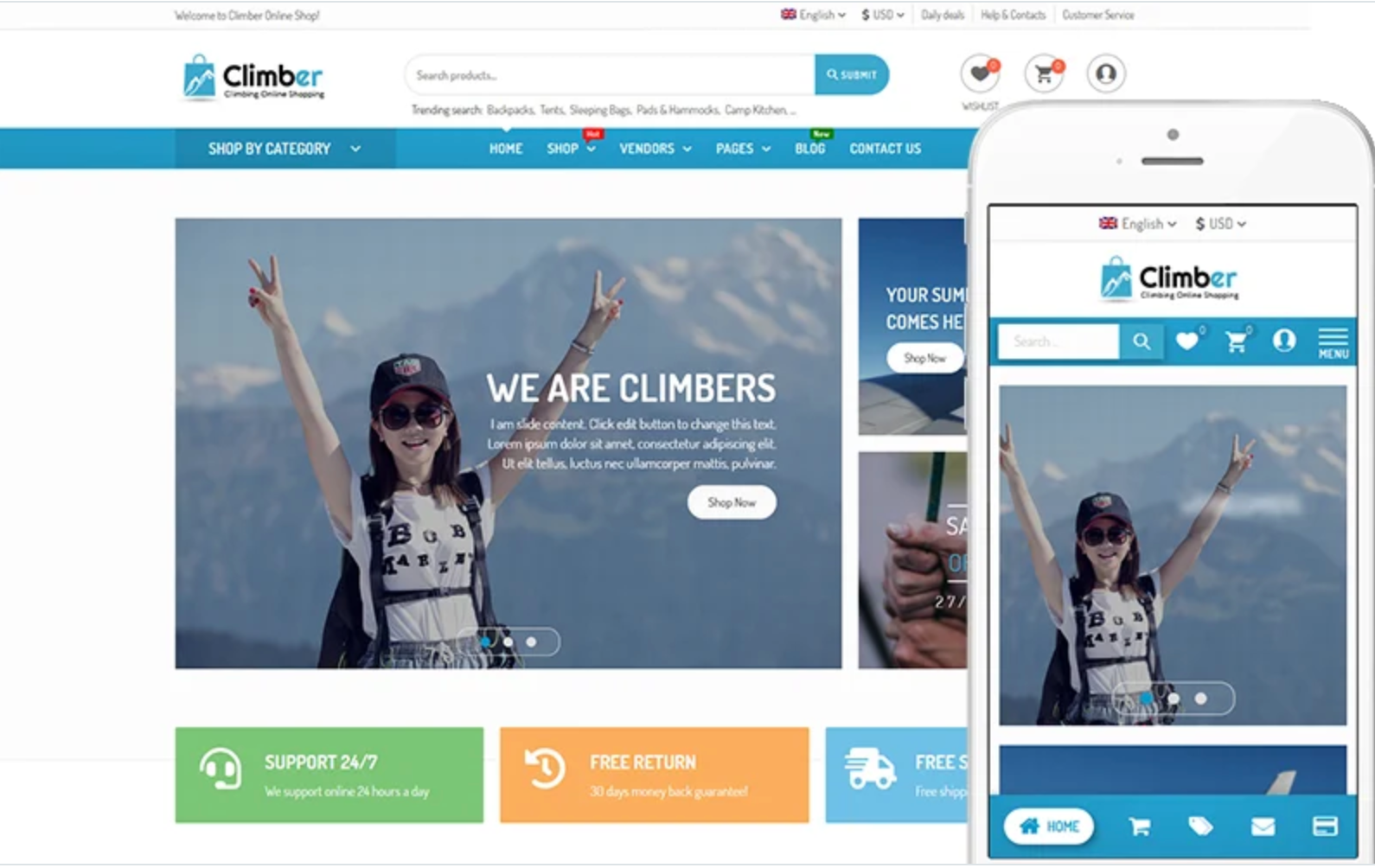 Climber - Multi Vendor Marketplace Theme WooCommerce Theme