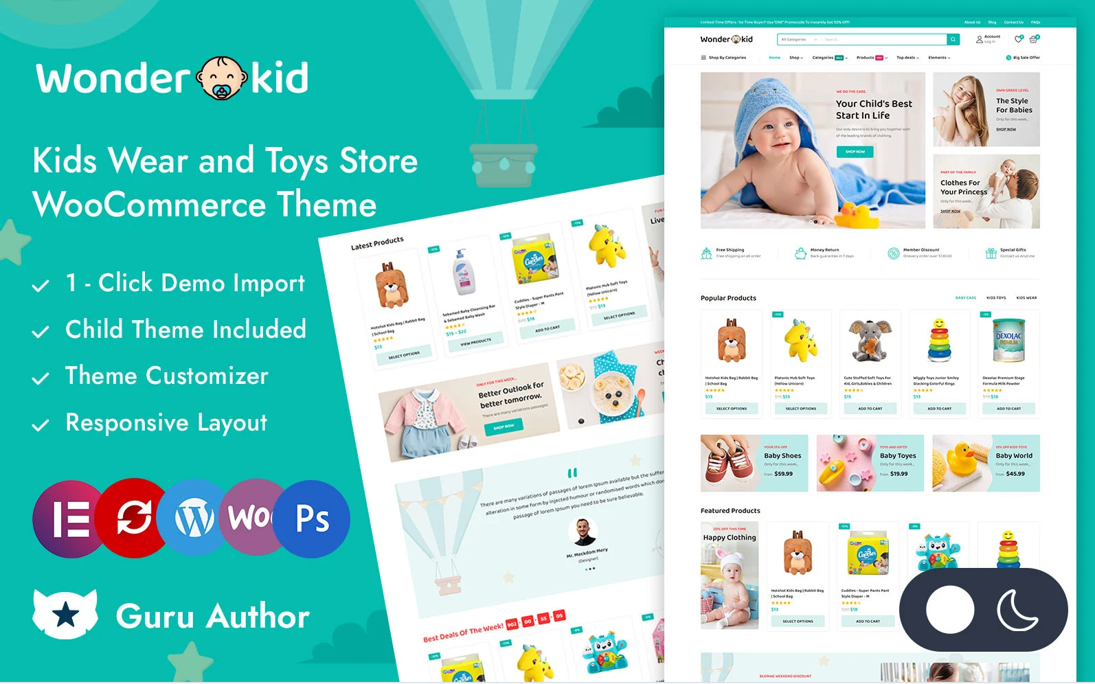 Wonderkid - Kids Wear and Toys Store Elementor WooCommerce Responsive Theme