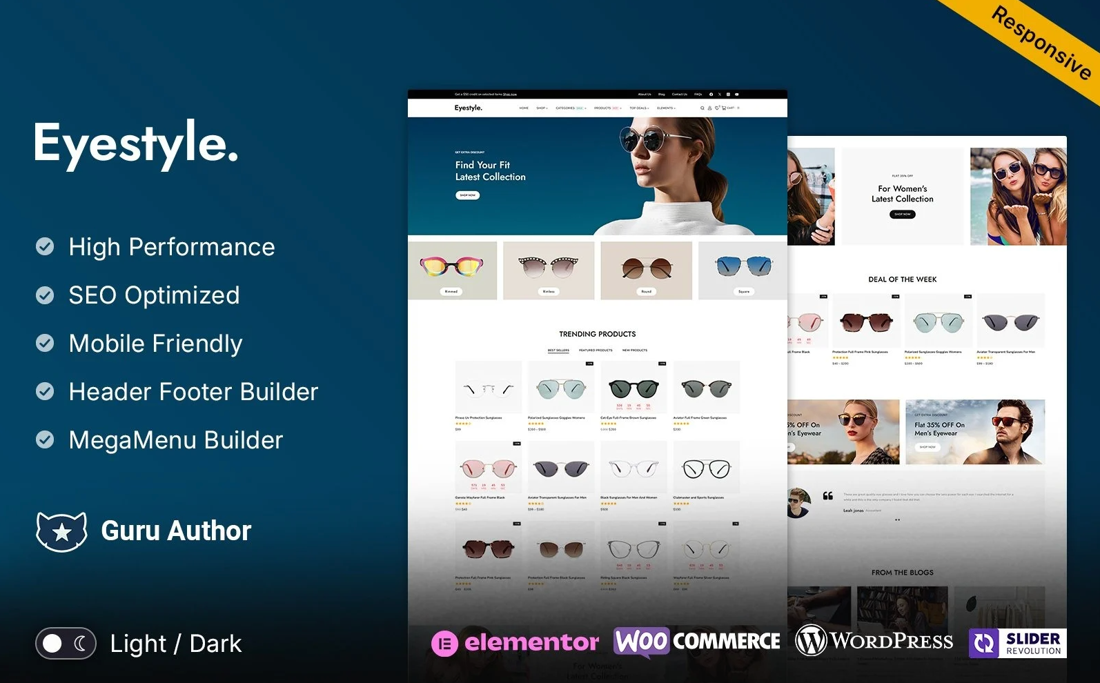 Eyestyle - Eye Glasses, Goggles and Sunglass Multipurpose Elementor Woocommerce Theme