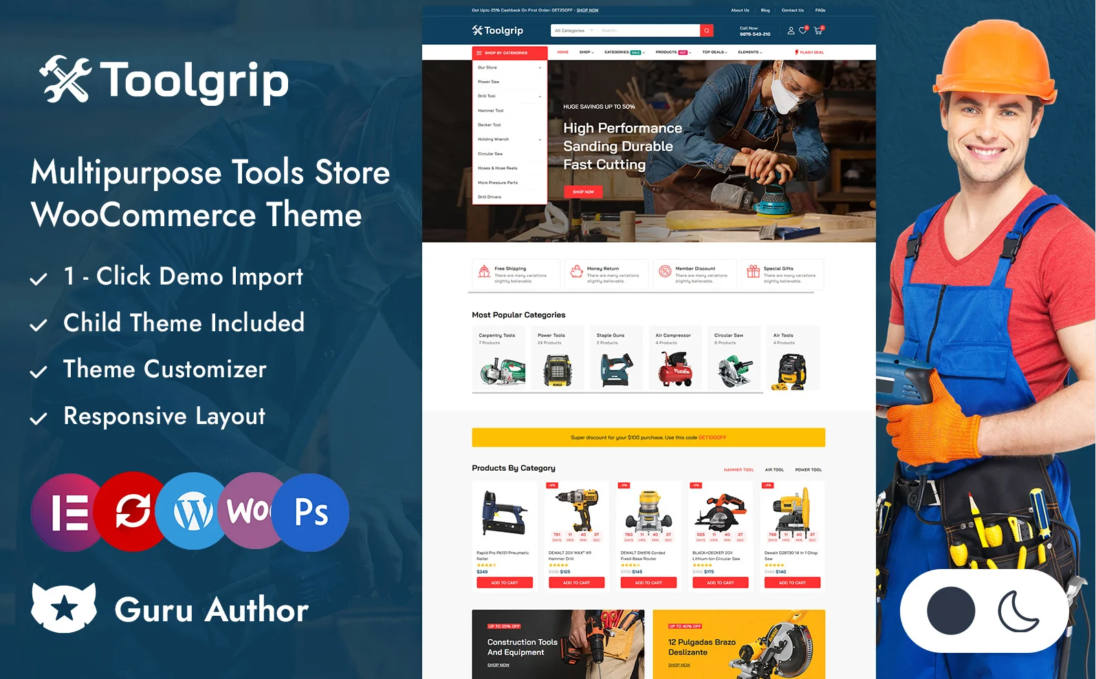 Toolgrip - Multipurpose Tools Store Elementor WooCommerce Responsive Theme