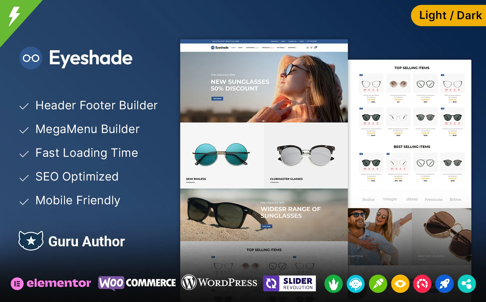 EyeShade - Eye Glasses Goggles and Eye Wear Elementor WooCommerce Theme