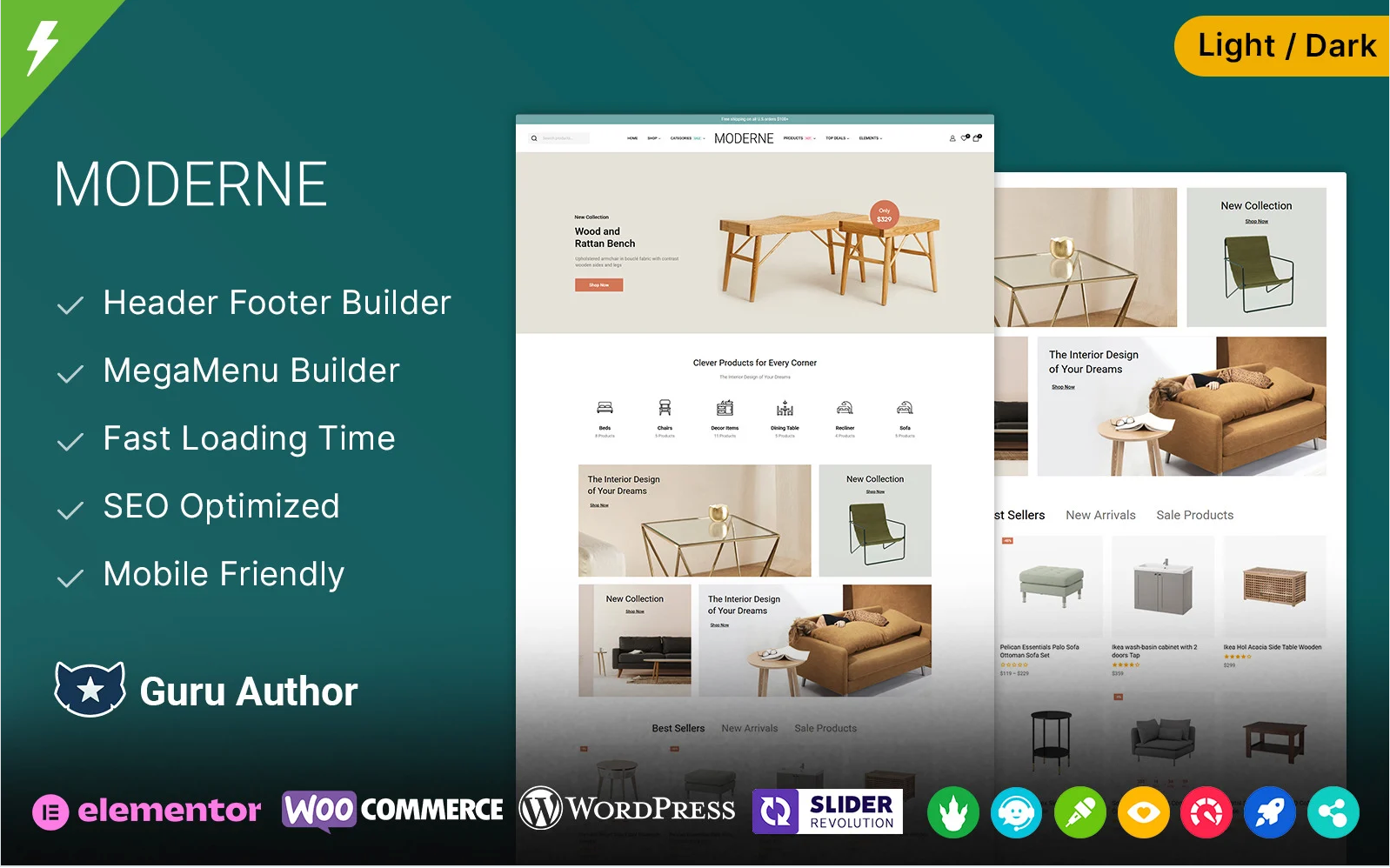 Moderne - Furniture and Home Decor Interior and Lighting WooCommerce Theme