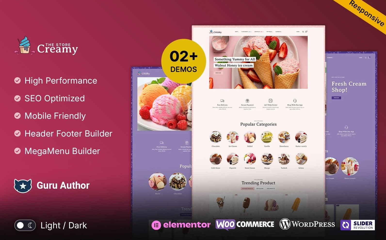Creamy - Ice Cream, Drink, Cake Store Multipurpose WooCommerce Elementor Store