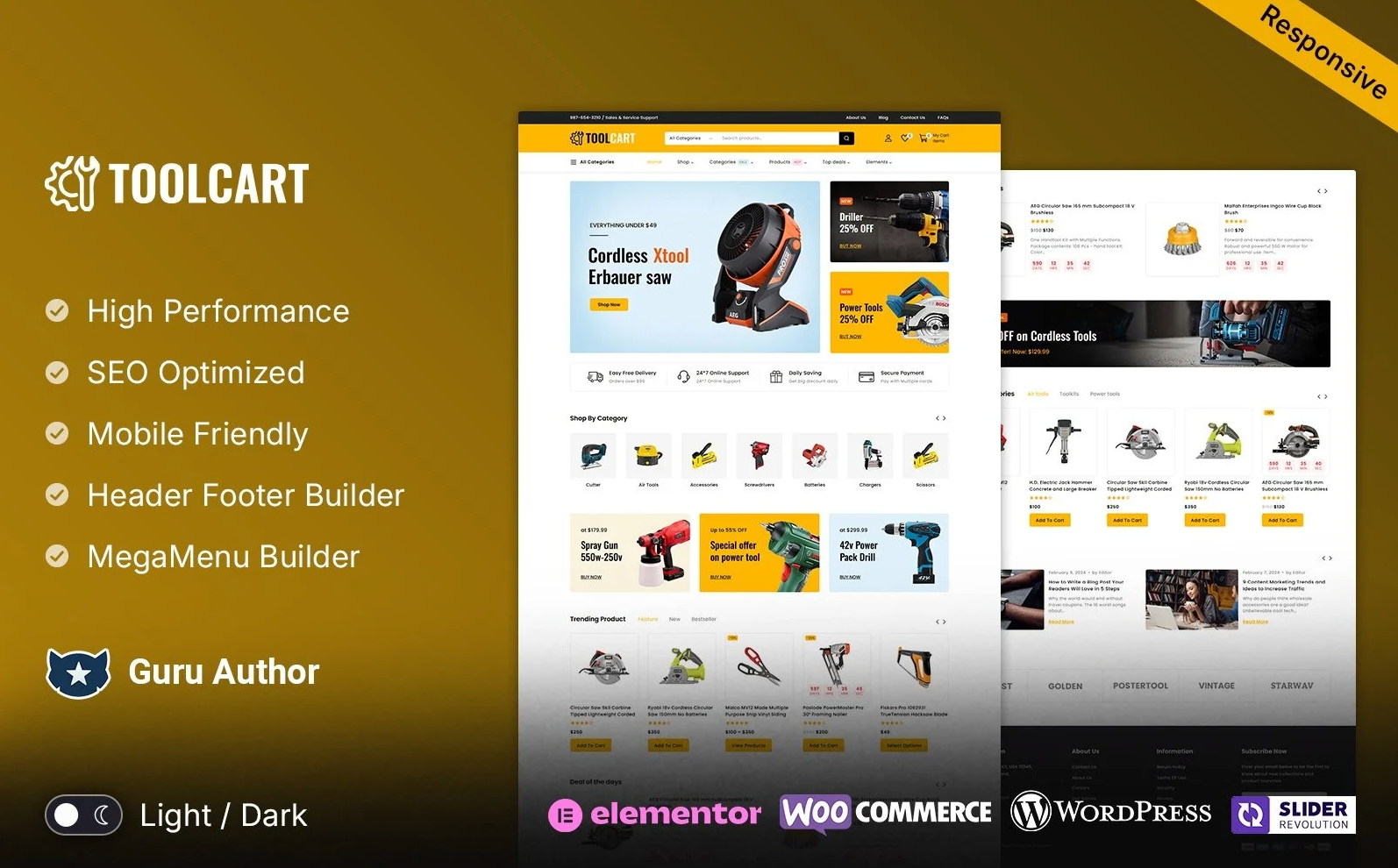 ToolCart - Tools Equipment and Mega Super Store Elementor WooCommerce Theme