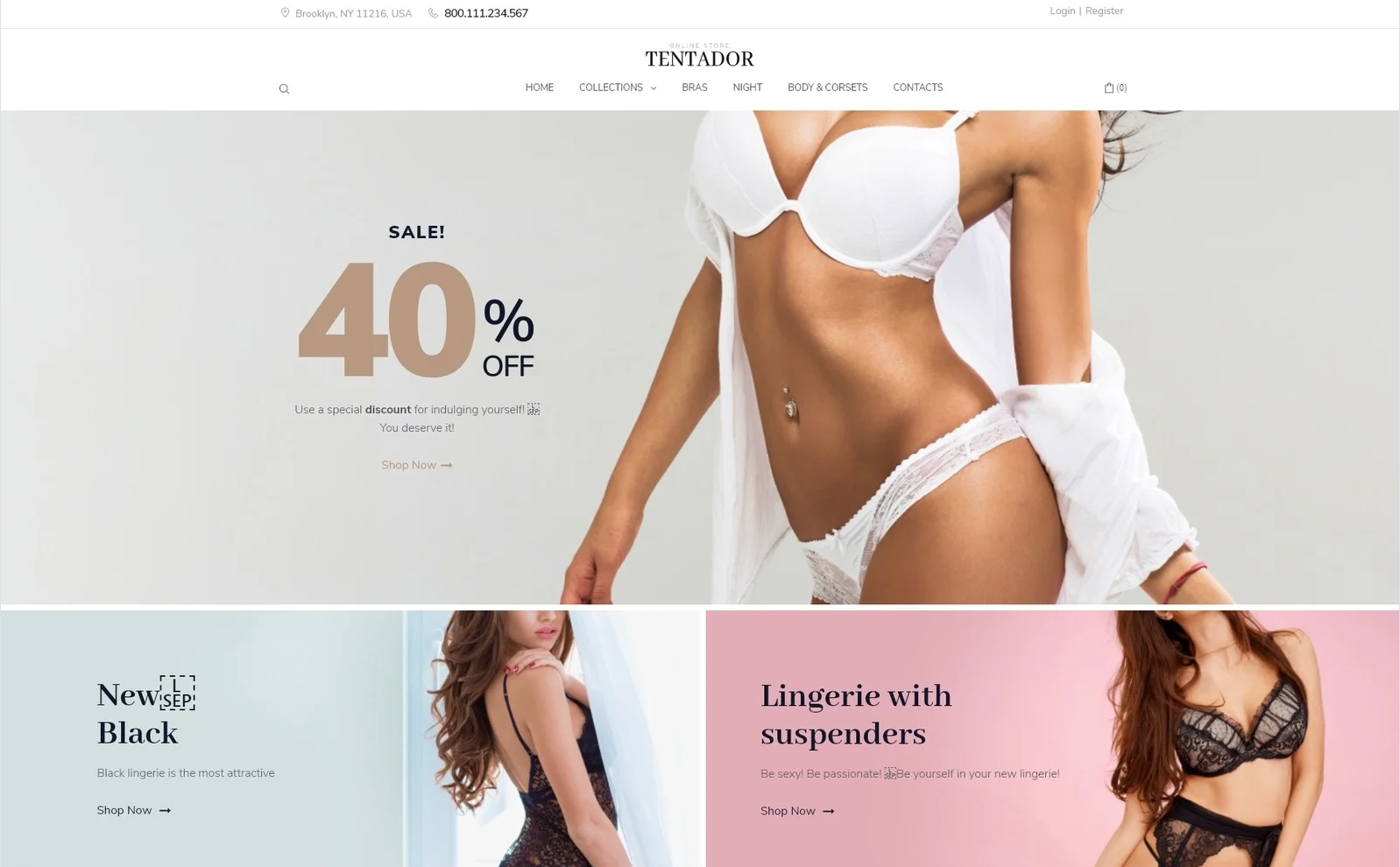Tentador - Lingerie ECommerce Modern Elementor WooCommerce Theme