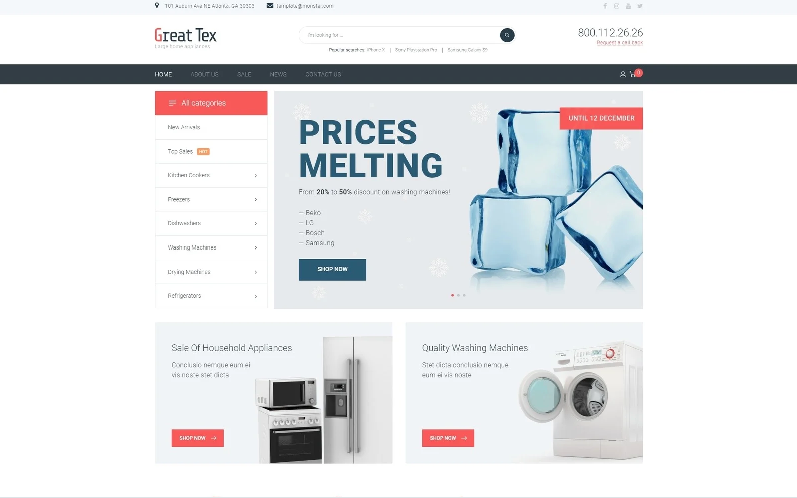 Great Tex - Home Appliances Online Store Multipurpose Clean Elementor WooCommerce Theme