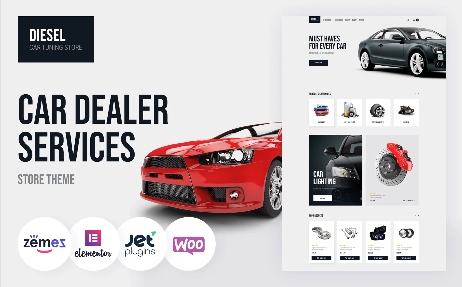 Diesel - WooCommerce Car Dealer Services Store Theme