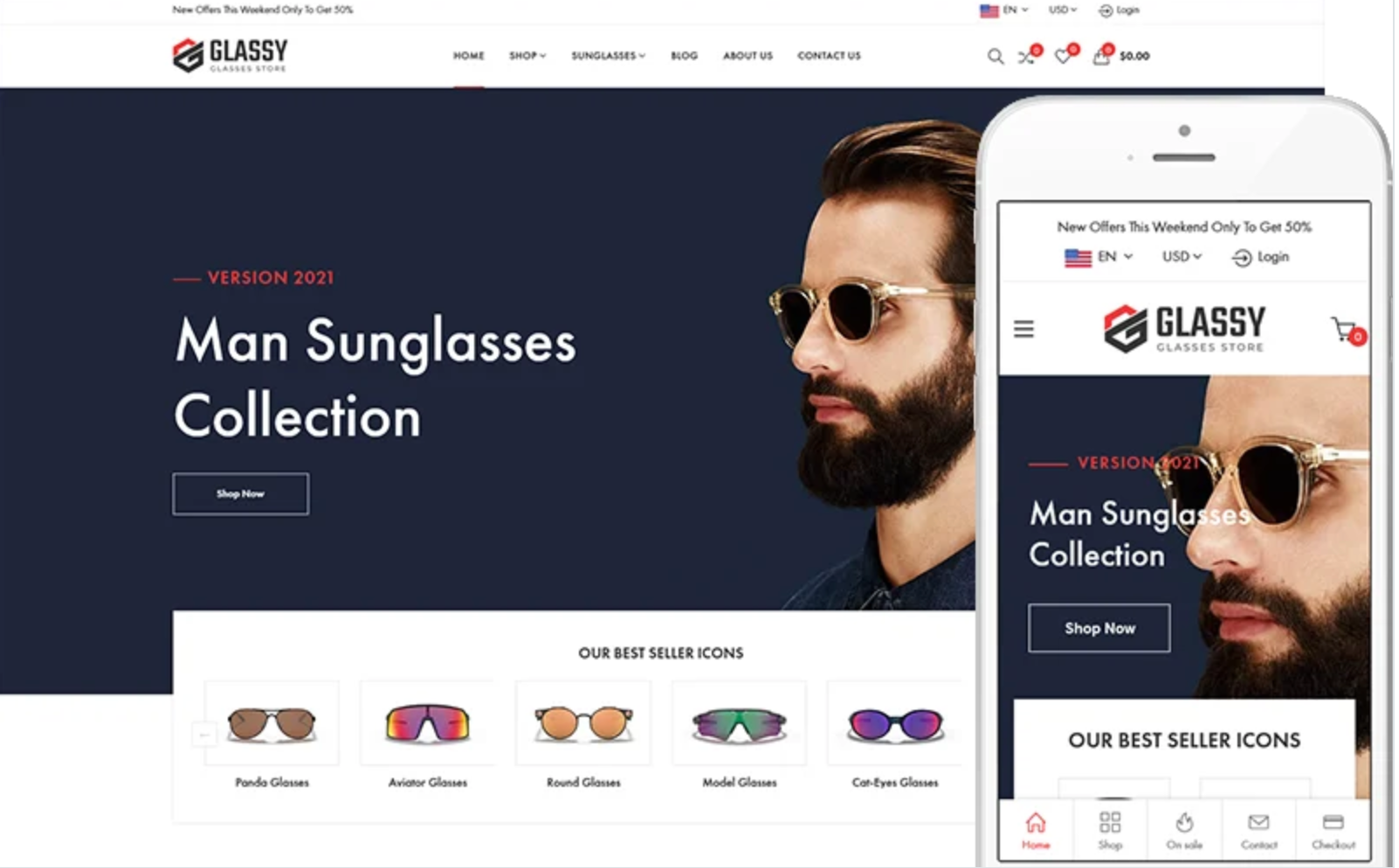 Glassy - Glasses, Optical Store WooCommerce WordPress Theme