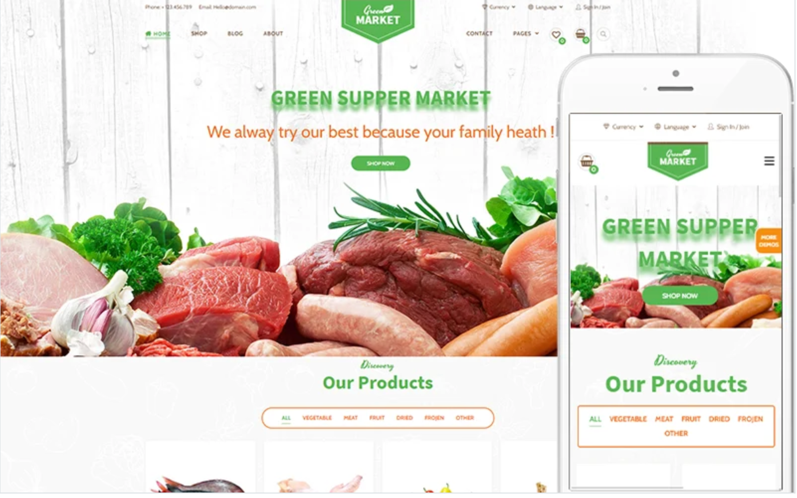 Green Market - Organic Food Restaurant Theme WooCommerce Theme