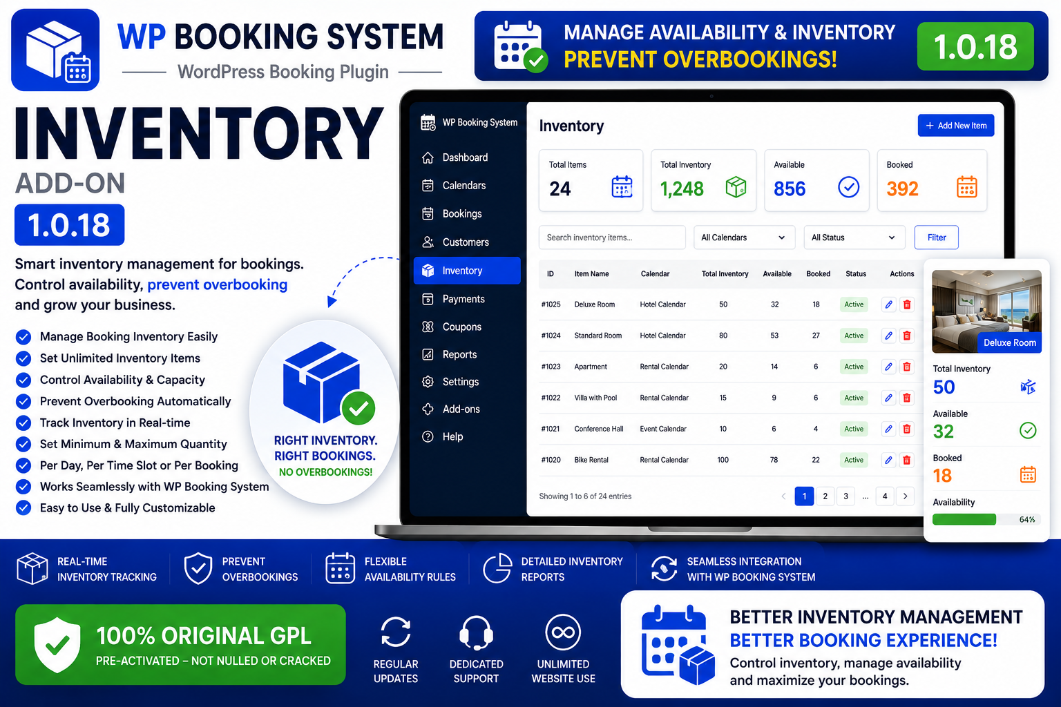 WP Booking System – Inventory