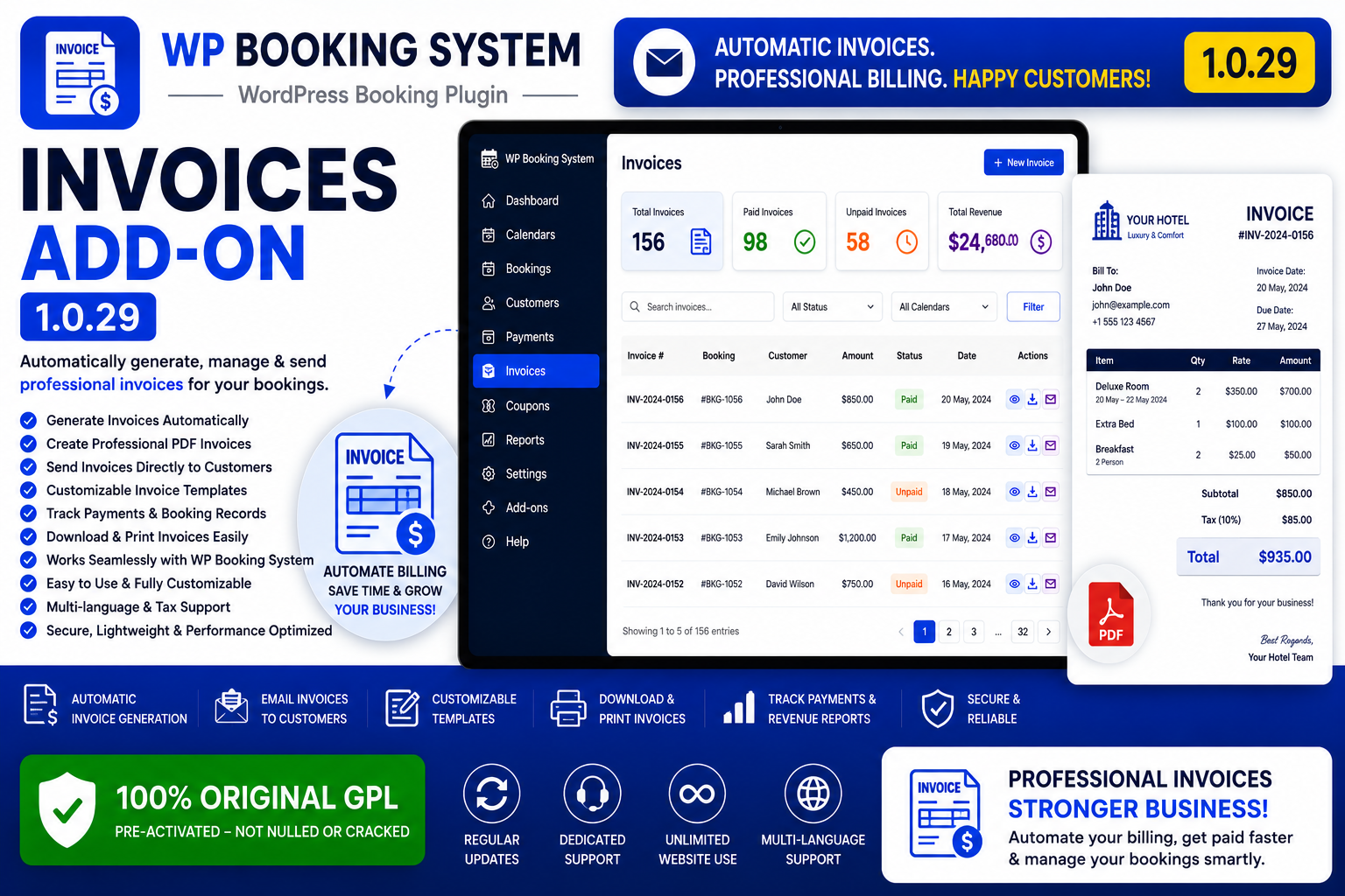 WP Booking System – Invoices