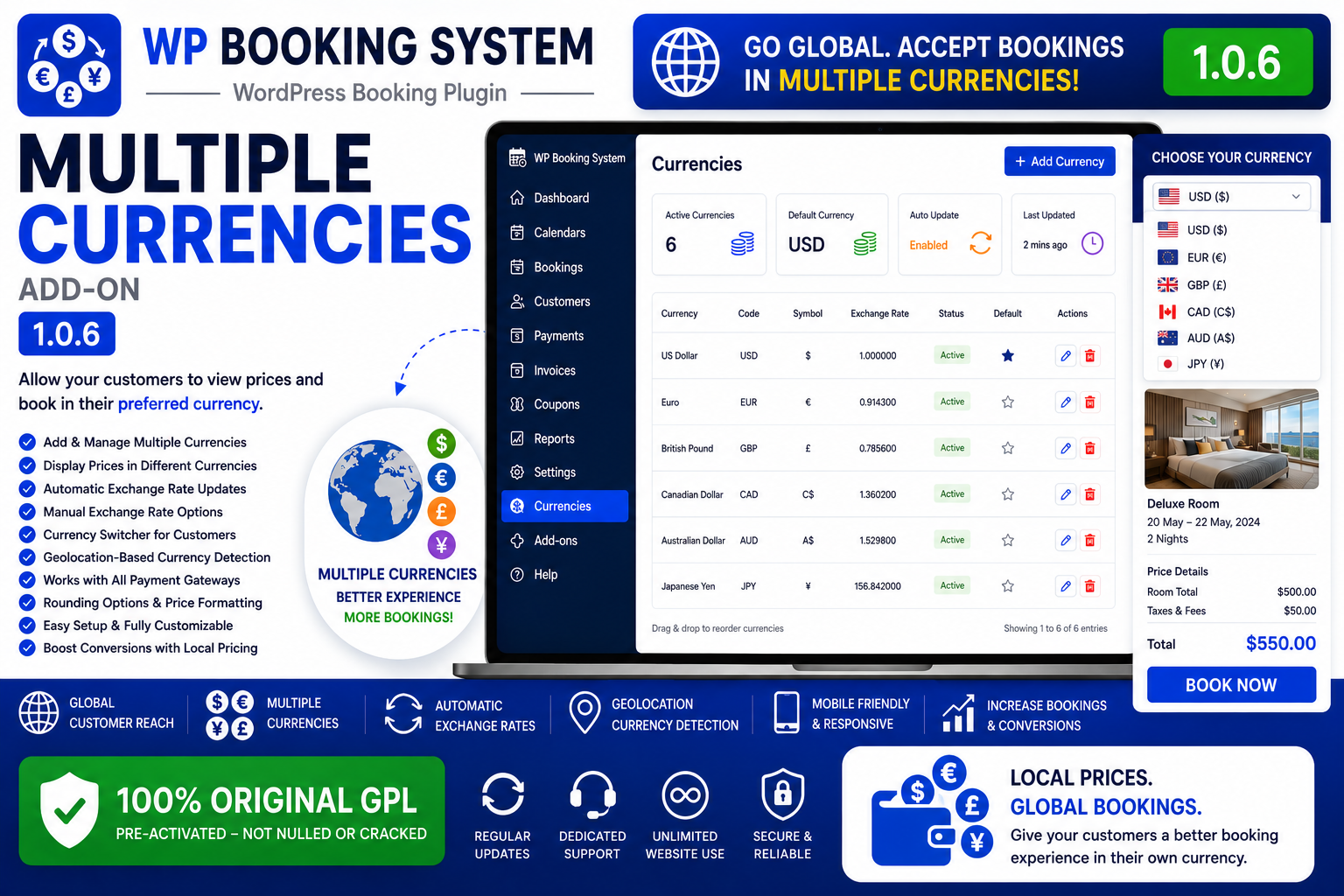 WP Booking System – Multiple Currencies