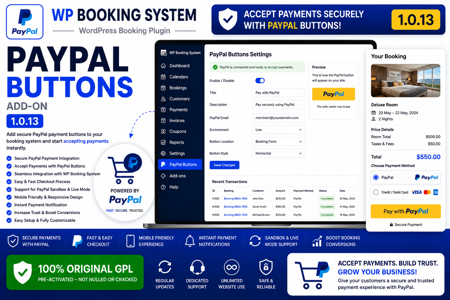 WP Booking System – PayPal Buttons