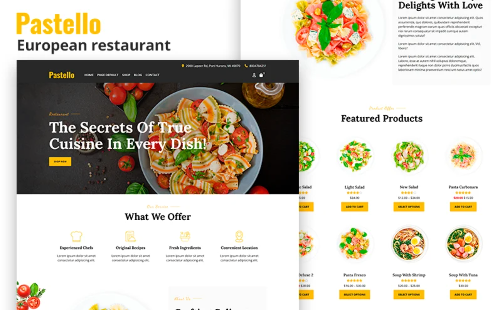 Pastello - European Restaurant Woocommerce Theme