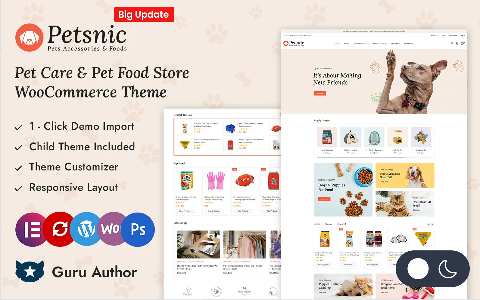 Petsnic - Pets Accessories and Food Store Elementor WooCommerce Responsive Theme